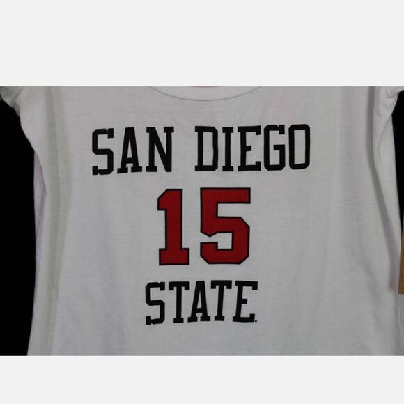 THE VICTORY SAN DIEGO STATE LEONARD 15 WOMEN XL SCOOP NECK TEE NWT - Picture 5 of 6